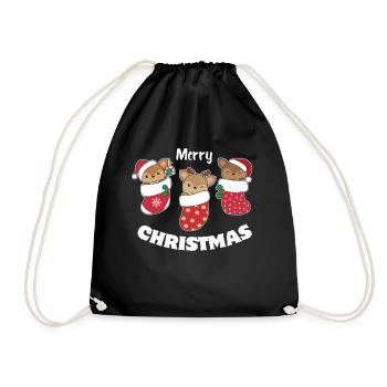 Cerf mignon en chaussette de Noël pour cerf de Noël - Sac de sport léger - noir - Devant