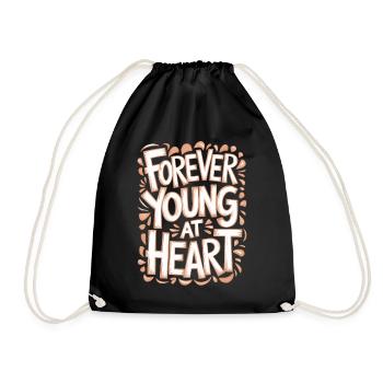 Forever Young at Heart Birthday Getting Older - Drawstring Bag - black - Front