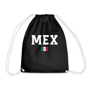 Mexico Mexico Mexican Gift Flag Football - Drawstring Bag - black - Front