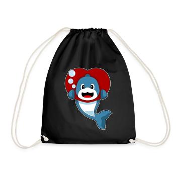Dolphin Heart - Drawstring Bag - black - Front