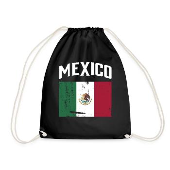 Mexico Mexico Mexican Gift Flag Football - Drawstring Bag - black - Front