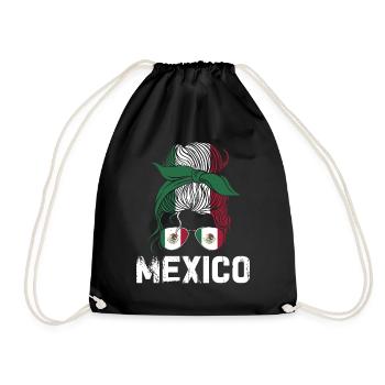 Mexico Mexico Mexican Gift Flag Football - Drawstring Bag - black - Front