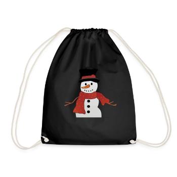 Snowman with red scarf - Drawstring Bag - black - Front