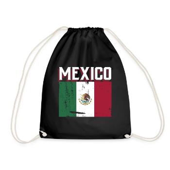 Mexico Mexico Mexican Gift Flag Football - Drawstring Bag - black - Front