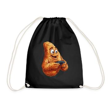 Funny Fast Food Gaming Pizza Gamer Gamer Gaming - Drawstring Bag - black - Front