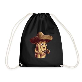 Funny Fast Food Gaming Pizza Gamer Gamer Gaming - Drawstring Bag - black - Front