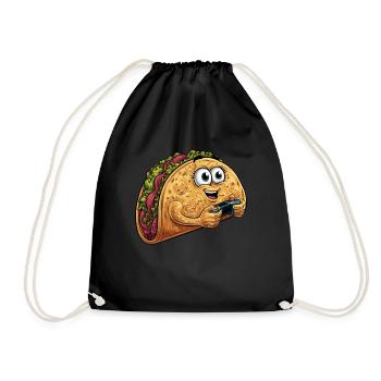 Funny Fast Food Gaming Pizza Gamer Gamer Gaming - Drawstring Bag - black - Front