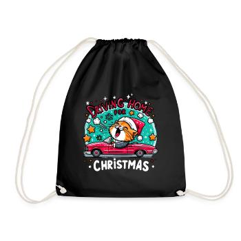 Weihnachten Katze Zuhause Familie Sterne Niedlich - Turnbeutel - Schwarz - Vorne