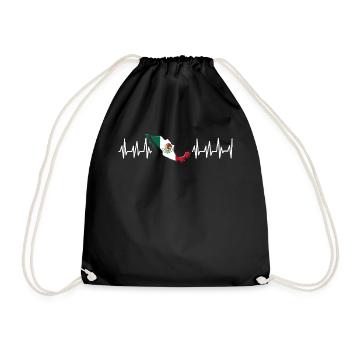 Mexico Mexico Mexican Gift Flag Football - Drawstring Bag - black - Front