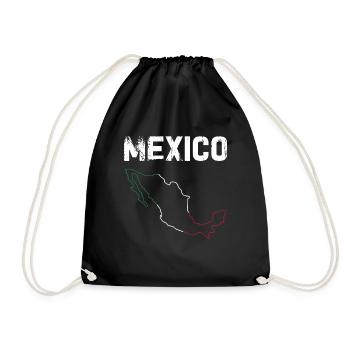Mexico Mexico Mexican Gift Flag Football - Drawstring Bag - black - Front