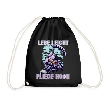 Live light, fly high – Paragliding Design - Drawstring Bag - black - Front