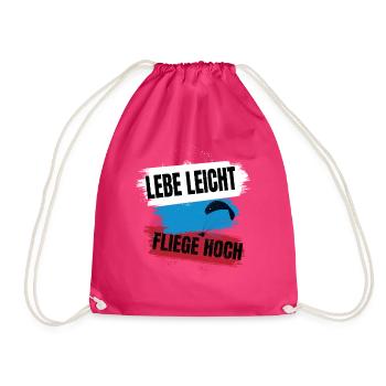Live light, fly high – Paragliding Design - Drawstring Bag - fuchsia - Front