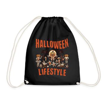 Halloween Lifestyle Strandspaß im Retro Stil - Turnbeutel - Schwarz - Vorne
