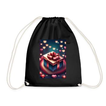 A gift and a lot of hearts - Drawstring Bag - black - Front