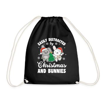 Facilement distrait par Noël et les lapins - Sac de sport léger - noir - Devant