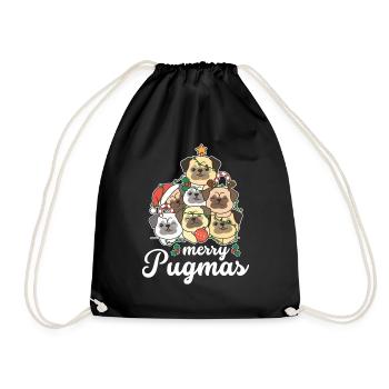 Merry Pugmas Wortspiel Mops Weihnachten - Turnbeutel - Schwarz - Vorne