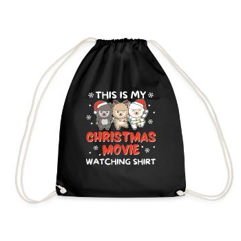 Alpaca Christmas Movie Watching - Drawstring Bag - black - Front