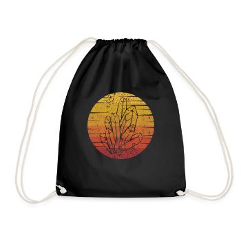 Retro Geologist Rockhounding Mineral Collector - Drawstring Bag - black - Front