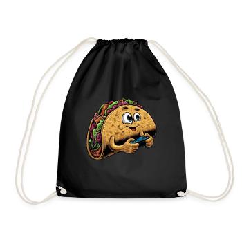 Funny Fast Food Gaming Pizza Gamer Gamer Gaming - Drawstring Bag - black - Front