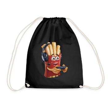 Funny Fast Food Gaming Pizza Gamer Gamer Gaming - Drawstring Bag - black - Front