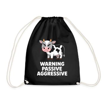 Caution Passive Aggressive Funny Cow - Drawstring Bag - black - Front