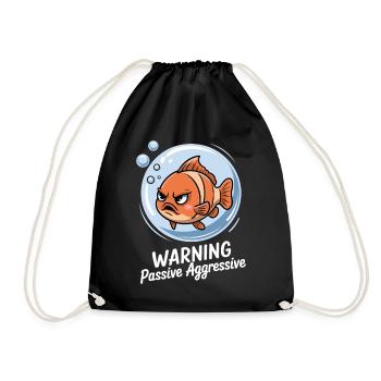 Attention Passif Agressif Drôle Poisson Bande dessinée - Sac de sport léger - noir - Devant