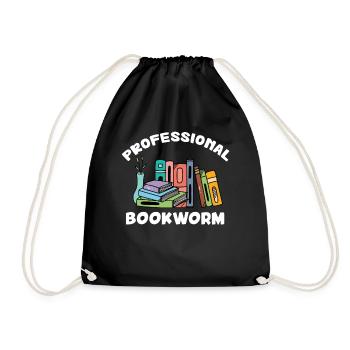Professional Bookworm - Book Lover - Drawstring Bag - black - Front