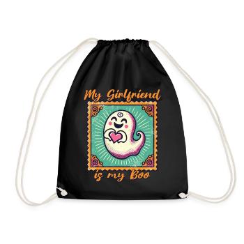 My girlfriend is my boo ghost love - Drawstring Bag - black - Front