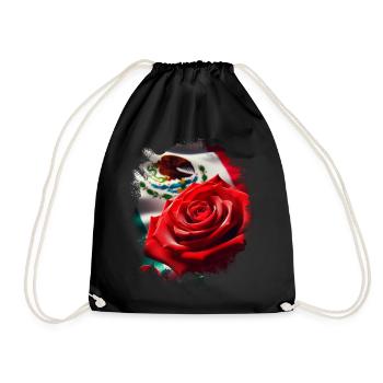 Mexico Mexico Mexican Gift Flag Football - Drawstring Bag - black - Front