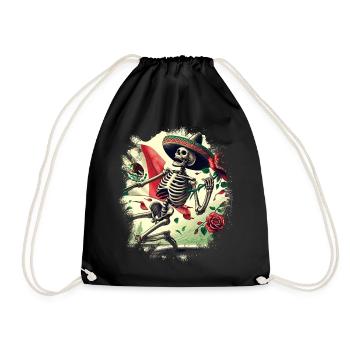 Mexico Mexico Mexican Gift Flag Football - Drawstring Bag - black - Front