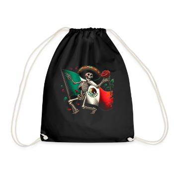 Mexiko Mexico Mexikaner Geschenk Flagge Fußball - Turnbeutel - Schwarz - Vorne