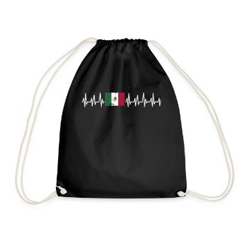 Mexico Mexico Mexican Gift Flag Football - Drawstring Bag - black - Front