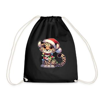 Chapeau de Noël Noël Fées Lumières Guépard - Sac de sport léger - noir - Devant