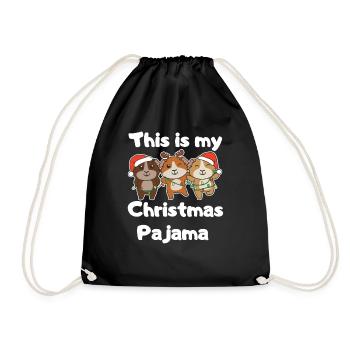 Guinea Pig Christmas Pajamas - Drawstring Bag - black - Front