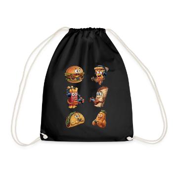 Funny Fast Food Gaming Pizza Gamer Gamer Gaming - Drawstring Bag - black - Front