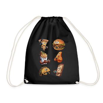 Funny Fast Food Gaming Pizza Gamer Gamer Gaming - Drawstring Bag - black - Front