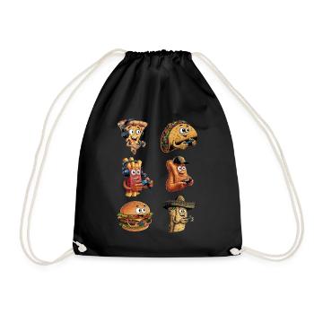 Funny Fast Food Gaming Pizza Gamer Gamer Gaming - Drawstring Bag - black - Front