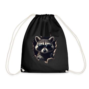 Funny Raccoon Raccoon Lover Cute Zoo Animal - Drawstring Bag - black - Front