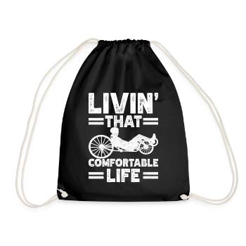 Recumbent Trike Liegetrike Liegedreirad - Drawstring Bag - black - Front