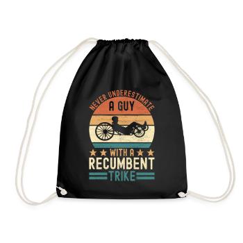 Recumbent Trike Liegetrike Liegedreirad - Drawstring Bag - black - Front