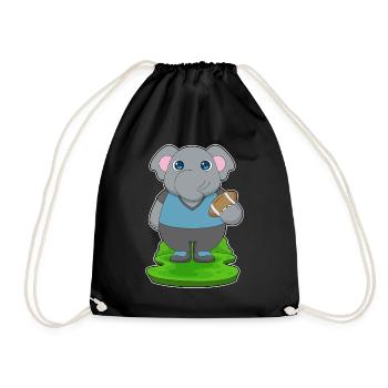 Elephant American Football Sport - Drawstring Bag - black - Front