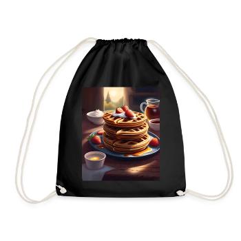 Frühstücks-Pfannkuchen - Turnbeutel - Schwarz - Vorne