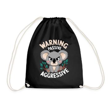 Avertissement, Passif, Agressif, Koala, Humour - Sac de sport léger - noir - Devant