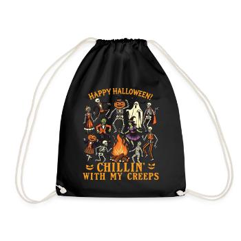 Funny HaHalloween Fun With Chillin' Creeps - Drawstring Bag - black - Front