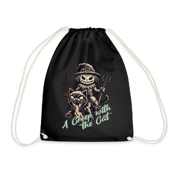 Scary Ride with the Cat Halloween - Drawstring Bag - black - Front