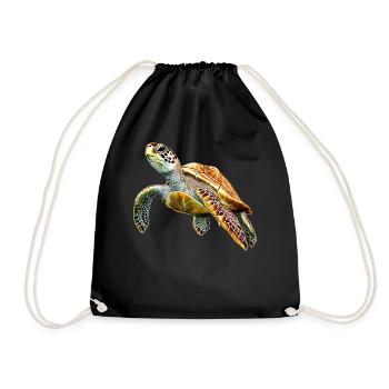 Turtle Reptile Lover Cute Turtles - Drawstring Bag - black - Front