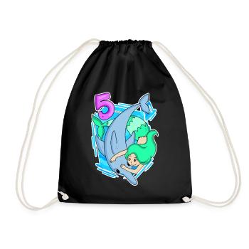 5th Birthday Motif Dolphin - 5 years - Drawstring Bag - black - Front