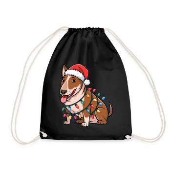 Bull Terrier Christmas Lights Xmas Dogs Gifts - Turnbeutel - Schwarz - Vorne