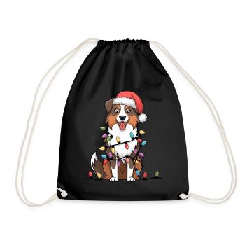Berger Australien Noël Lumières Noël Chiens - Sac de sport léger - noir - Devant