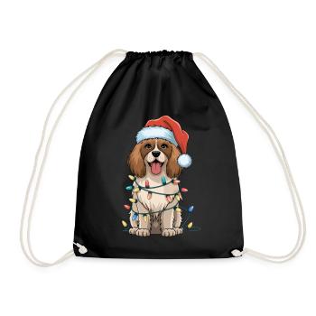 Bedlington Terrier Noël lumières Noël chiens cadeau - Sac de sport léger - noir - Devant